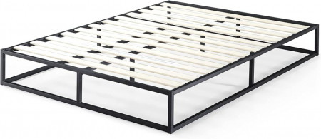 Cadru de pat ZINUS, otel/lemn, negru/natur, 140 x 200 x 25,5 cm - Img 1