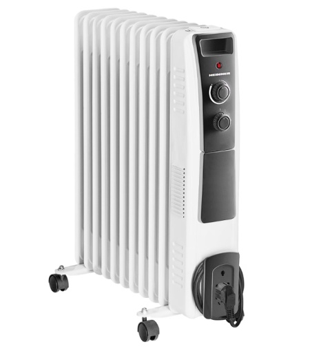 Calorifer electric cu ulei Heinner HOH-Y11WB, 2500 W, 11 elementi, protectie supraincalzire, termostat reglabil, alb, Resigilat, Grad A