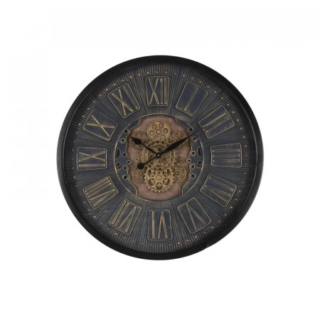 Ceas de perete Seiler, metal/sticla, negru/auriu, 80 x 80 x 8 cm