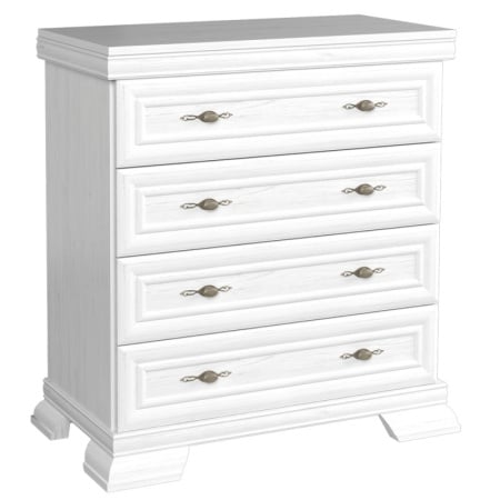 Comoda living VM2, 4 sertare, Alb Antichizat, 88 x 46 x 97 cm