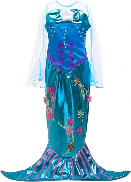 Costum de sirena pentru copii Formemory, textil, albastru/mov/rosu, marimea 150