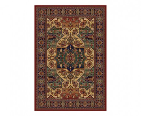 Covor Kasia, textil, bej/rosu inchis, 97 x 143 cm