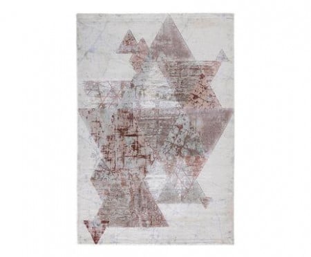 Covor Terra, textil, alb/roz, 80 x 150 cm - Img 1