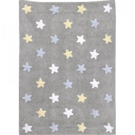 Covor Tricolor Star, gri/albastru/galben, 120 x 160 cm - Img 1