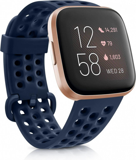 Curea de ceas compatibila cu Fitbit Versa, silicon, bleumarin, 180-240mm