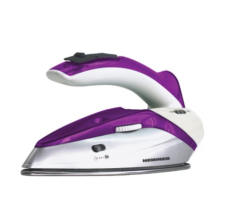 Fier De Calcat Voiaj Heinner 1000 W, 0.4 l, Talpa Inox, Maner Pliabil, Alb/Violet, Resigilat, Grad A