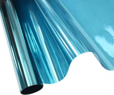 Folie de protectie UV pentru ferestre cu efect de oglinda Sourcing Map, PET, albastru, 60 x 200 cm - Img 1