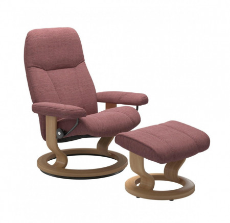 Fotoliu reclinabil cu scaun pentru picioare Consul, roz inchis/maro, 85 x 100 x 77 cm - Img 1