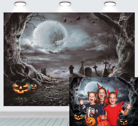 Fundal foto pentru Halloween INRUI, vinil, gri, 150 x 210 cm