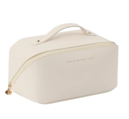 Geanta cosmetica de calatorie Mvkv, piele PU, bej, 22 X 11 X 11 cm