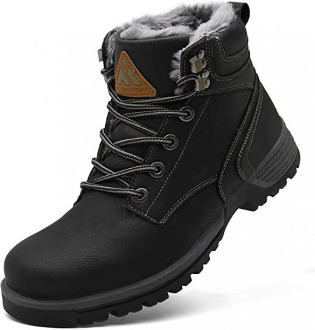 Ghete de iarna cu blana Mishansha, piele sintetica, negru, marimea 36