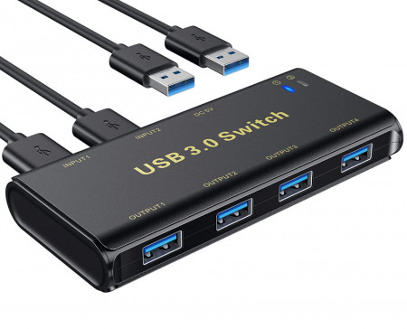 Hub ABLEWE, 4 iesiri USB 3.0 cu 2 intrari USB 3.0 si un Micro USB, negru - Img 1