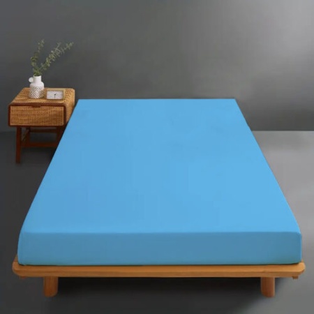 Husa de pat din bumbac 100%, tricot, albastru, 140x200 cm