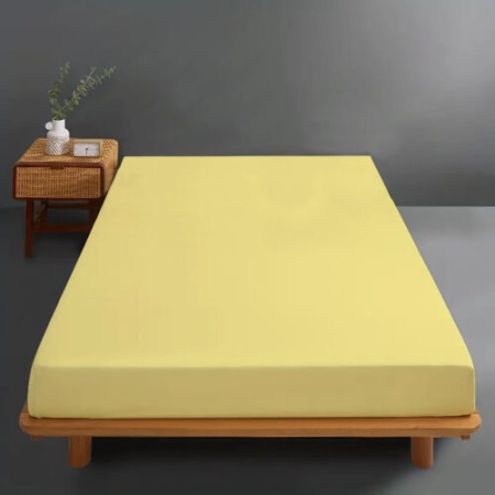 Husa de pat din bumbac 100%, tricot, galben, 90x200 cm