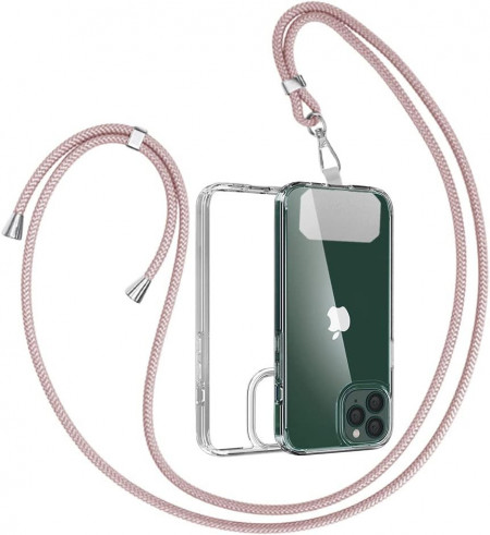 Husa de protectie cu snur pentru iPhone 11 Pro Max Gumo, TPU/poliester, roz/transparent, 6.5 inchi