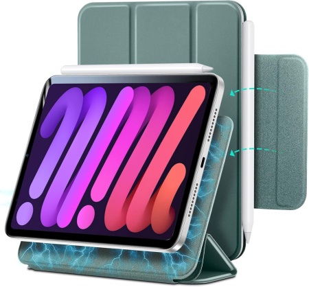 Husa de protectie flip pentru iPad Mini generatia 6 2021 Esr, policarbonat, verde inchis, 8,3 inchi