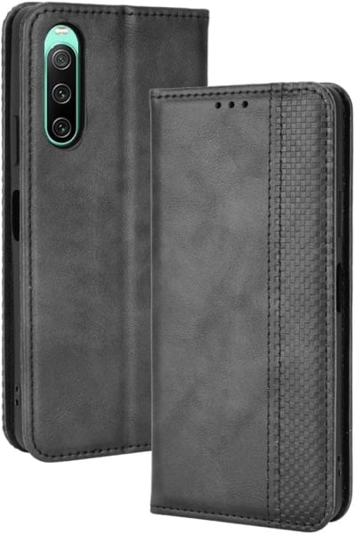 Husa de protectie flip pentru Sony Xperia 10 IV Atisijie, TPU/piele PU, negru, 6 inchi