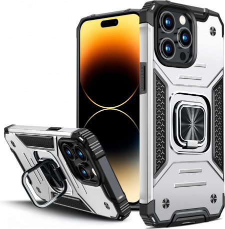 Husa de protectie pentru iPhone 14 Pro Vakoo, TPU, argintiu/negru, 6,1 inchi