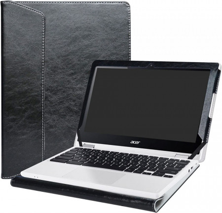 Husa de protectie pentru laptop Alapmk, compatibil cu Acer Chromebook R11 CB5-132T C738T/Acer Chromebook 11 CB3-131/Acer Spin 1 SP111-33 și CTL Chromebook NL71CT-L , piele PU, negru - Img 1