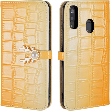 Husa de protectie pentru Samsung Galaxy A20E Aisenth, piele PU, portocaliu, 5.8 inchi