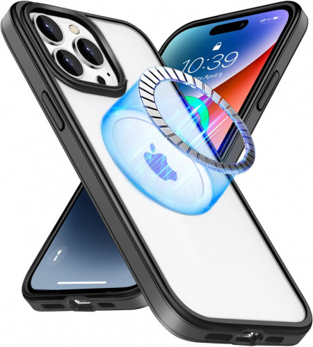 Husa magnetica pentru iPhone 14 MAX UNDEUX, piele PU, negru, 6,7 inchi - Img 1