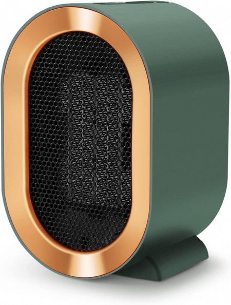 Incalzitor cu ventilator MEIYUKI, plastic, verde/auriu, 13 x 12 x 20 cm