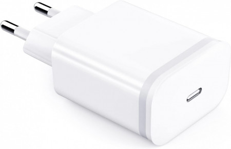 Incarcator USB C Luoatip, metal/plastic, alb/argintiu, 63 x 43 x 28 mm, 20W