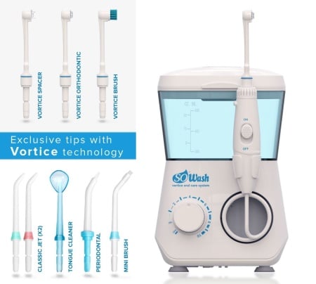 Irigator (Dus) bucal So Wash Vortice Oral Care System, efect aspirare cu 8 capete 1200 pulsatii/minut