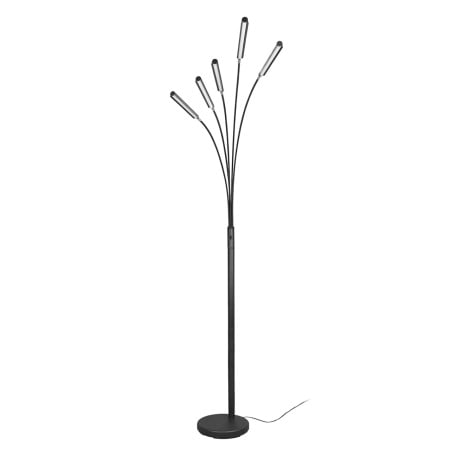 Lampadar Reed, 5 lumini, metal/polietilena, negru, 31 x 196 x 86 cm