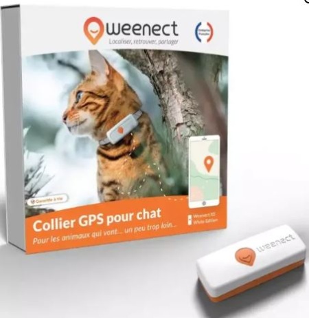 Localizator GPS anti-pierdere Weenect XS pentru pisici, alb-negru, Resigilat, Grad A
