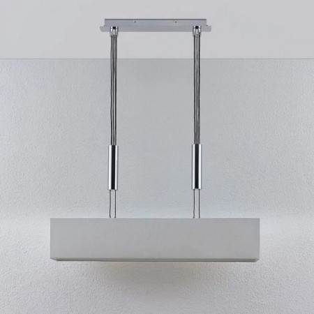 Lustra tip pendul Mariat, textil/metal, argintiu/alb, 100 x 20 x 210 cm - Img 1