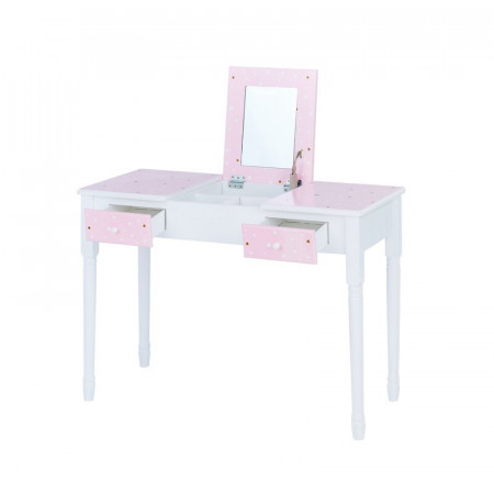 Masa de toaleta Morin cu oglinda, roz/ alb - Img 1