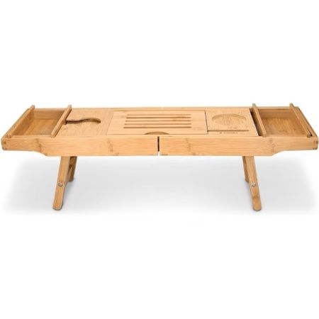 Masuta 2in1 pentru cada si mic dejun, Navaris, din lemn, natur, 75-108 cm, resigilat