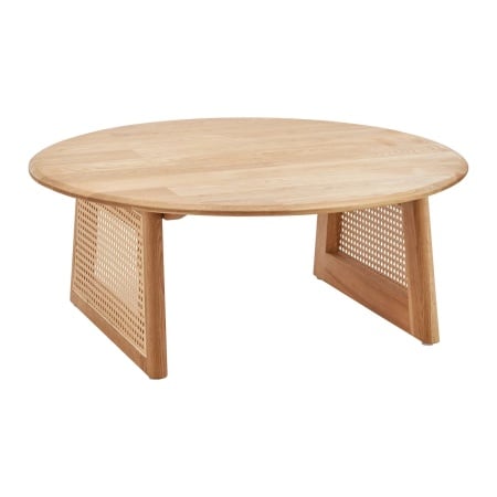Masuta de cafea Biella frasin culoare naturală lemn masiv rotund, 80/80/30 cm