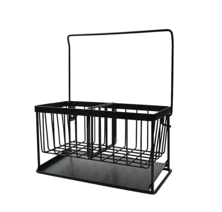 Organizator pentru chiuveta MainPi, otel inoxidabil, negru, 21,5 x 11 x 21,5 cm