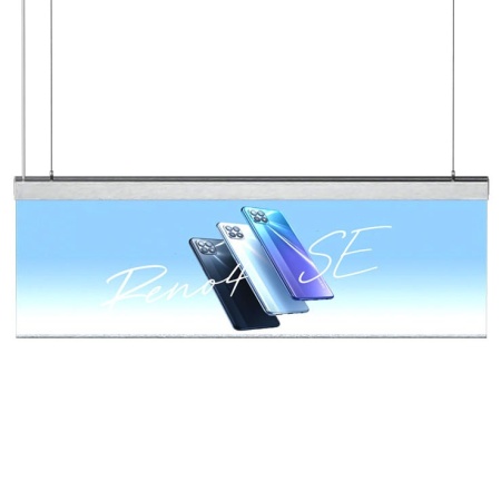 Panou publicitar LED suspendat bidirectional, H1, orizontal, 6500K, IP20, 24VDC, 900x350mm, abcMIX