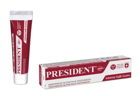 Pasta de dinti President Active Plus, impotriva parodontozei, stomatite, tesuturi necrozate, cu lactat de aluminiu 30ml