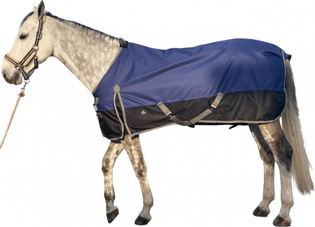 Patura de iarna pentru cai TGW RIDING, nailon, negru/albastru , 80 x 170 cm