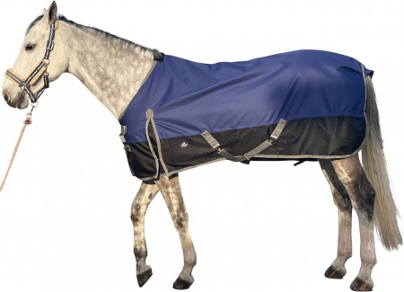 Patura de iarna pentru cai TGW RIDING, nailon, negru/albastru inchis, 76 x 160 cm