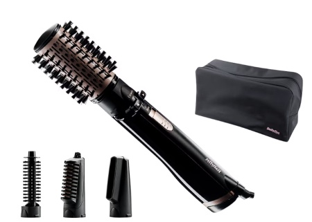 Perie rotativa BaByliss AS200E, 1000W, Ionizare, Perie 50 mm ceramica, 4 Accesorii, 2 Setari temperatura/viteza, Cool-Shot, geanta depozitare, Negru, Resigilat, Grad A