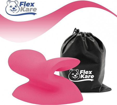 Perna cervicala Flex Kare, roz, ergonomica si ortopedica, poliuretan, 14 x 22,5 x 10 cm