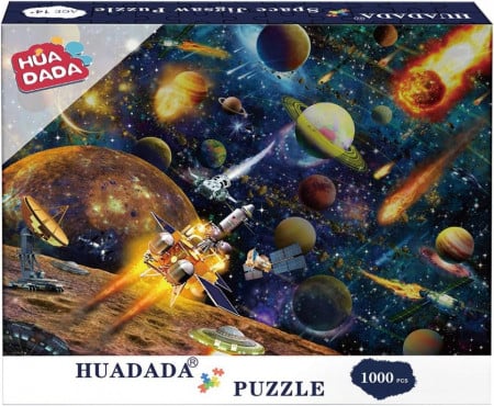 Puzzle de 1000 piese Huadada, model Sistemul Solar, carton, multicolor, 50 x 70 cm