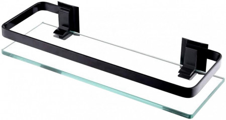 Raft pentru baie Encoft, aluminiu/sticla, transparent/negru, 35 x 12 x 4,4 cm - Img 1