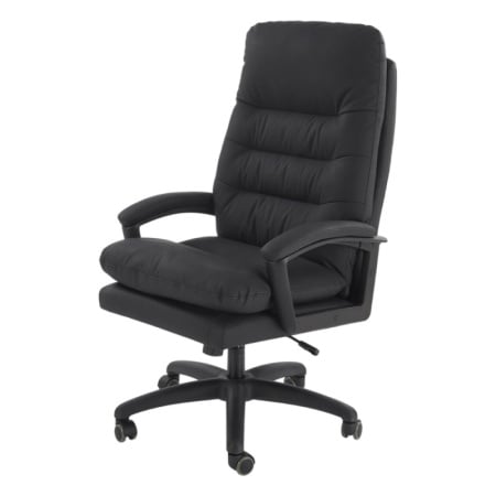 Scaun directorial HM Harbor, piele ecologica, mecanism de balansare, perne duble, sarcina maxima 120 kg, negru