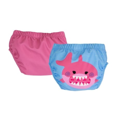 Set 2 chilotei de baie impermeabili, Zoocchini, protectie UPF50+, marime M, 12-24 Luni Ã¢â‚¬â€œ Pink Shark