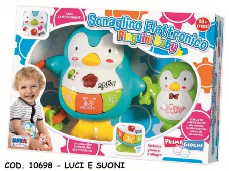 Set 2 pinguini cu sunete si lumini si inele dentitie RS Toys