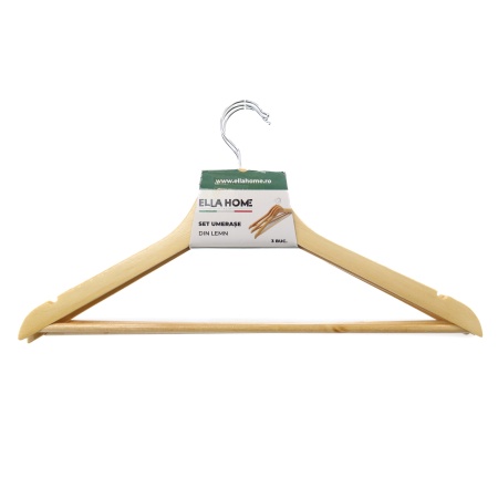 Set 3 umerase din lemn, Natur, 45x23cm
