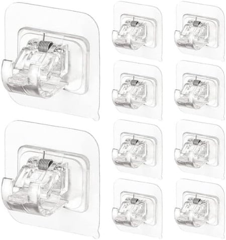 Set de 10 suporturi pentru tija de perdea/prosoape Kamenda, plastic, transparent, 6 x 4,1 cm