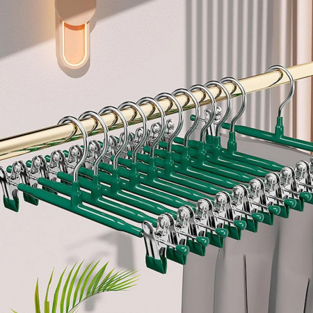Set de 10 umerase cu cleme pentru haine Niulab, metal, verde, 30 x 11 cm