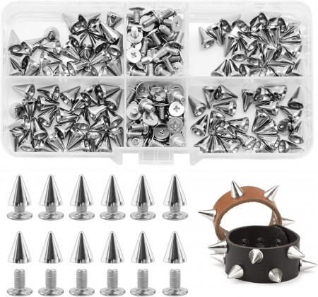 Set de 100 nituri decorative Bakiauli, metal, argintiu, 11 x 7 mm - Img 1